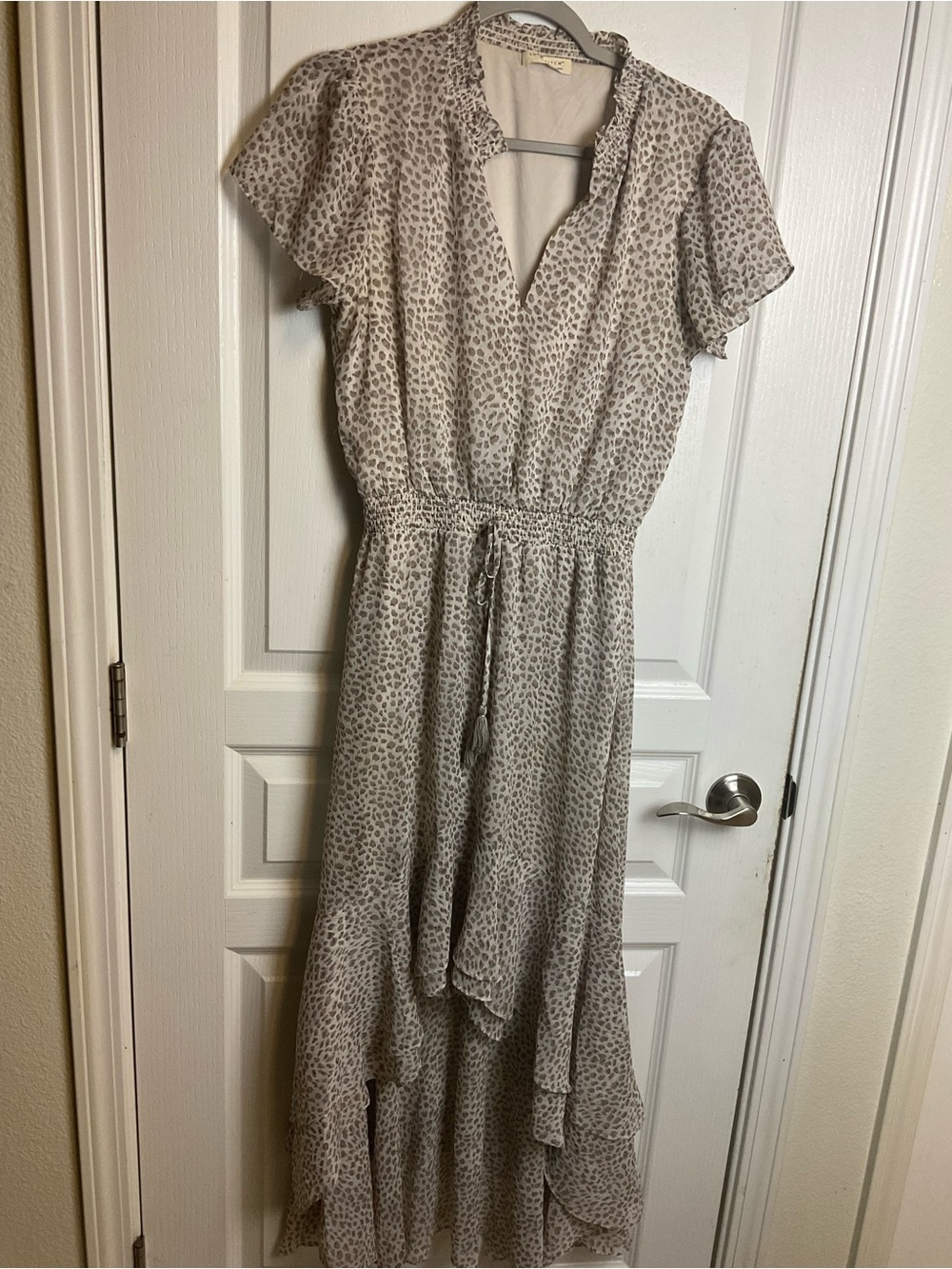 STATE Taupe Leopard Ruffle High-Low Maxi Dress - Picture 2 of 8